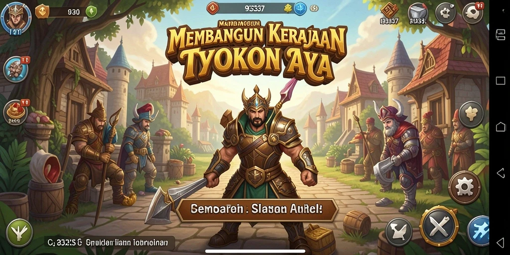 Screenshot gameplay 93337 menampilkan aksi seru dalam membangun kerajaan Tycoon.