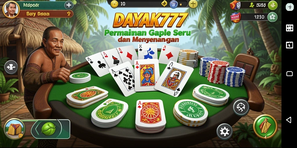 Tampilan gameplay seru dari DAYAK777 Gaple.