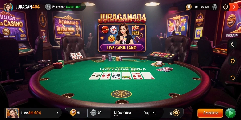 Gameplay menarik di JURAGAN404 yang menampilkan dealer langsung.