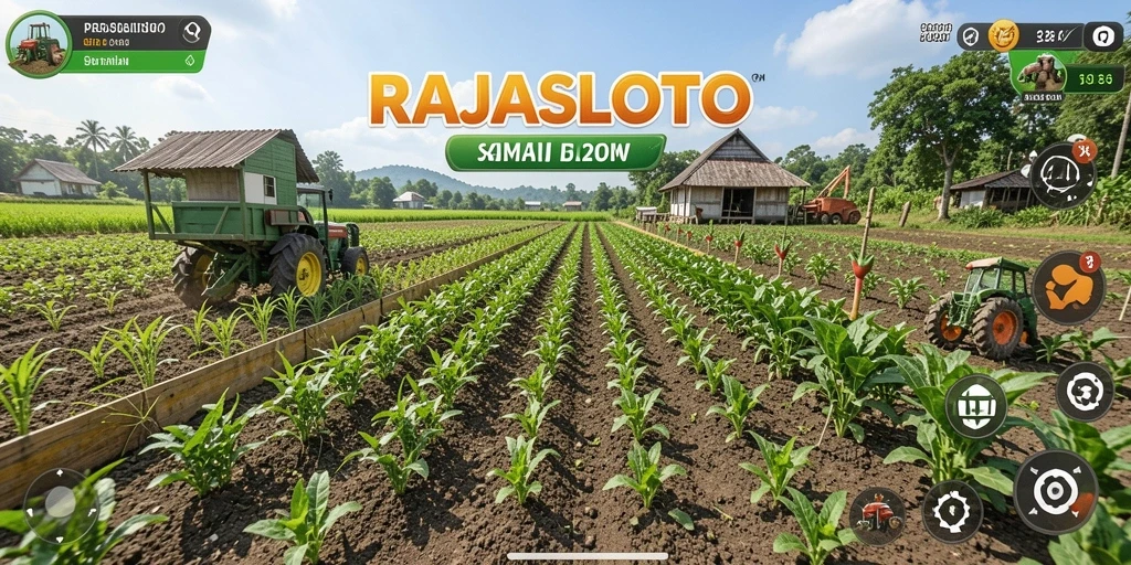 Screenshot gameplay RAJASLOTO yang menampilkan aktivitas pertanian yang seru.