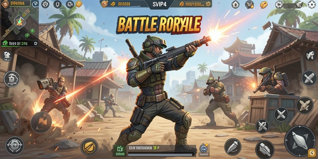 Screenshot menampilkan aksi intens gameplay dalam SVIP4 Battle Royale.