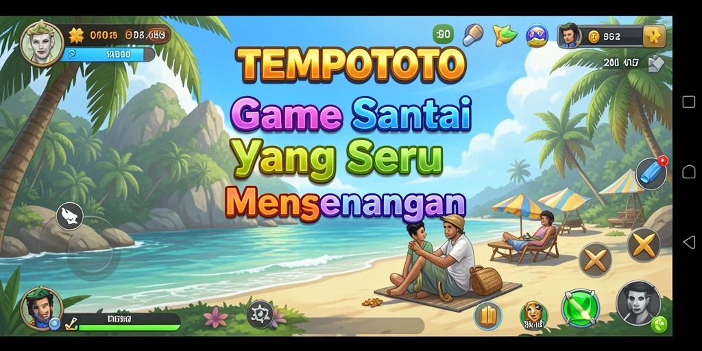 Tampilan gameplay TEMPOTOTO yang ceria dan menghibur.