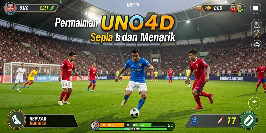 Gameplay seru dari permainan sepak bola UNO4D dengan aksi real-time.